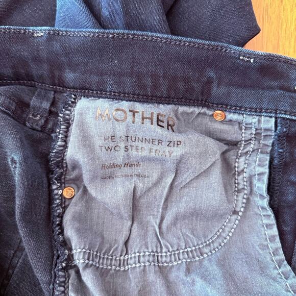 Mother Jeans Size 27 The Stunner Zip Two Step Fray Holding Hands Dark Wash - Picture 4 of 16